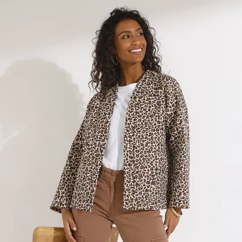 Prošívaná bunda s potiskem zvířecí srsti režná/oříšková 50