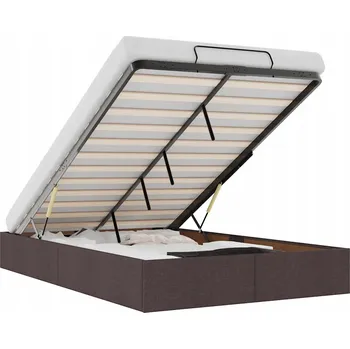 Postel Rám postele s úložným prostorem, otoman, tmavě hnědá, 193 x 120 x 23,5 cm