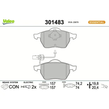 Brzdová destička Sada brzdových destiček, kotoučová brzda VALEO 301483