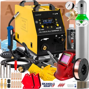 Svářečka SVAŘOVACÍ STROJ MAGNUM MIG 230/2 ALU SYNERGIE 230V 400V TIG DC LIFT MMA SPOT 4R