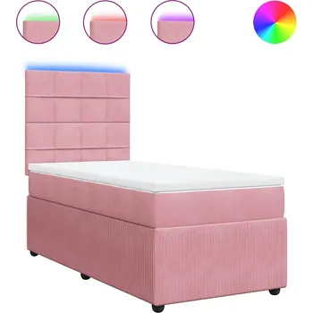 Postel Kontinentální postel s nastavitelným čelem, růžová, 200 x 90 x 140,5/150 cm