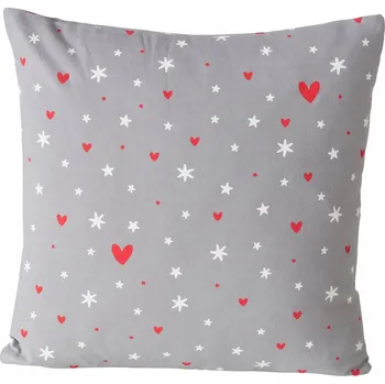 Polštář POLŠTÁŘ BAVLNĚNÝ VÁNOČNÍ POLŠTÁŘ ŠEDÝ 45 x 45 cm