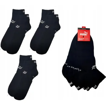 Pánské ponožky Pánské ponožky bavlněné černé PUMA quarter kotníkové 3 páry 39-42