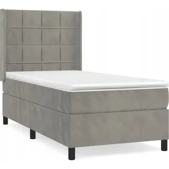 Postel Kontinentální postel s nastavitelným čelem, světle šedá, 203x93x118/128 cm