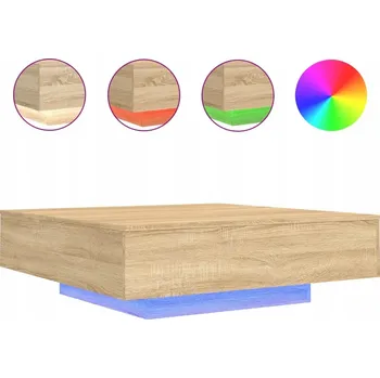 Konferenční stolek Konferenční stolek s LED RGB osvětlením, dub sonoma, 100 x 100 x 31 cm