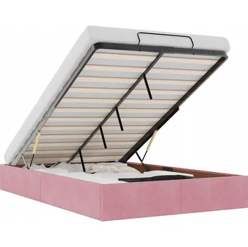 Postel Rám postele s úložným prostorem, otoman, růžová, 193 x 120 x 23,5 cm, s hydraulickým mechanismem