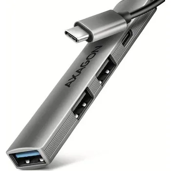 USB hub AXAGON HUE-STC, 4x USB ALU STRIP hub, 1x USB-A 5Gbps, 2x USB-A & 1x USB-C 480Mbps, kabel USB-C 12cm