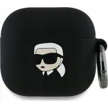 Karl Lagerfeld KLA4RUNIKK silikonový kryt na AirPods 4 černý/černý s 3D hlavou Karla
