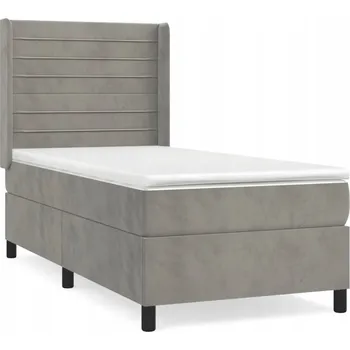 Postel Kontinentální postel s nastavitelným čelem, světle šedá, 203 x 83 x 118/128 cm