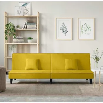 Pohovka vidaXL Rozkládací pohovka samet [351906] Barva: Žlutá