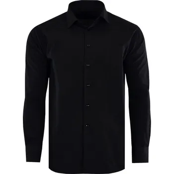 Pánská košile 52/53 HLADKÁ ČERNÁ KOŠILE DLOUHÝ RUKÁV VELKÁ