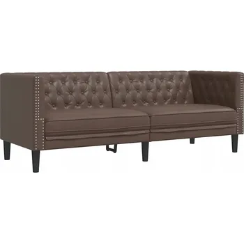 Pohovka Třímístná pohovka Chesterfield hnědá, 194 x 74,5 x 70,5 cm