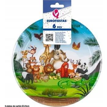 Talíř Barevné papírové talířky s motivem zvířat