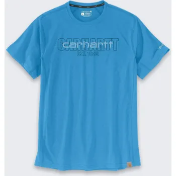 Pánská móda Carhartt Tričko Force Mid s logem a modrým potiskem
