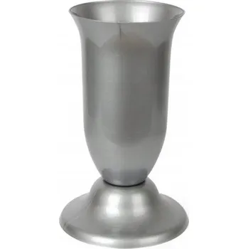 Váza Hřbitovní váza na hrob stříbrná 27,5 x 15,5 cm