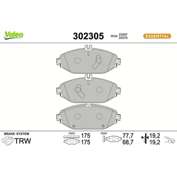 Brzdová destička Sada brzdových destiček, kotoučová brzda VALEO 302305