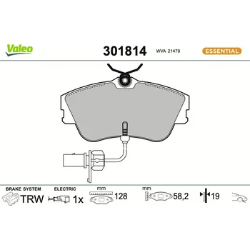 Brzdová destička Sada brzdových destiček, kotoučová brzda VALEO 301814