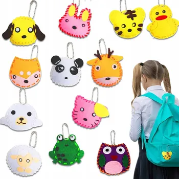 kreativní sada KREATIVNÍ SADA PRO ŠITÍ PRO DĚTI, VYŠÍVÁNÍ A VÝROBU PŘÍVĚSKŮ NA KLÍČE 12 KS