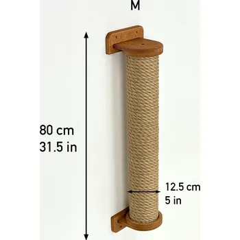 Škrabadlo pro kočky na zeď jutový sloupek CatMission M / 80 cm + šrouby Ořech