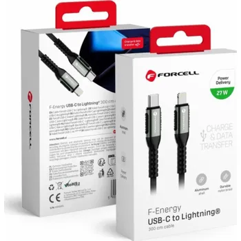 Datový kabel ForCell Kabel USB-C - Lightning 3 m, černý