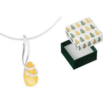 Přívěsek Stříbrný náhrdelník Kapka s jantarem Slza Přívěsek Přívěsek Řetízek 55