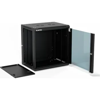 Rozvaděč Alantec Nástěnná skříň 19 12U 600x450, jednokřídlé skleněné dveře, plně odnímatelná zadní stěna, plně odnímatelné boční stěny, uzamykatelná, 4 nosníky, černá (SW-12U-600-450-01-CA)