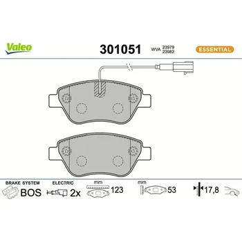 Brzdová destička Sada brzdových destiček, kotoučová brzda VALEO 301051