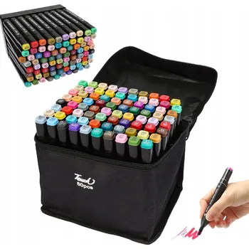 LIHOVÉ FIXY 80 KS Fixy Popisovače Fixy Oboustranné + TAŠKA