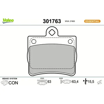 Brzdová destička Sada brzdových destiček, kotoučová brzda VALEO 301763
