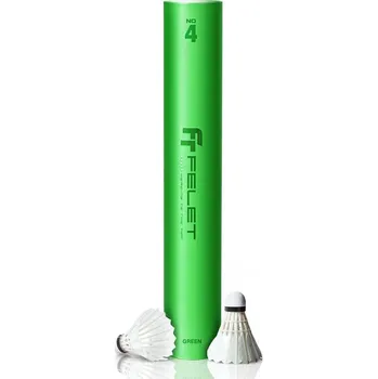 Badmintonový košíček Péřové badmintonové míče Felet No. 4 (Green) Rychlost: 77