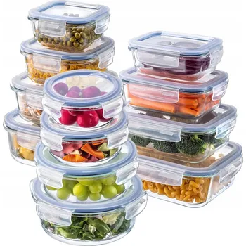 Dóza na potraviny Skleněné dózy na potraviny, sada skleněných dóz, skleněný krabička na oběd, 12 ks