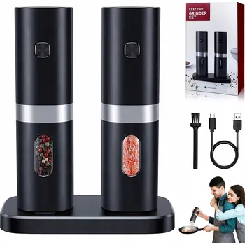 Kuchyňský mlýnek Elektrický mlýnek na pepř a sůl černý keramický 2 ks 80 g