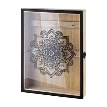 Železářství STACY Skříňka na klíče 20x5x27 cm skleněná dvířka, mandala