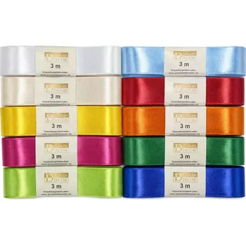 Stuha Sada 10ks saténových stuh 25mm x 3m (6,-Kč/m) (10 x 3m kvalitní saténové stuhy, oboustranný satén, pestré barvy)