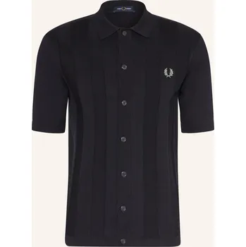 Pánská košile Fred Perry Pánská Pletená Košile Slim Fit, tmavě modrá, XL