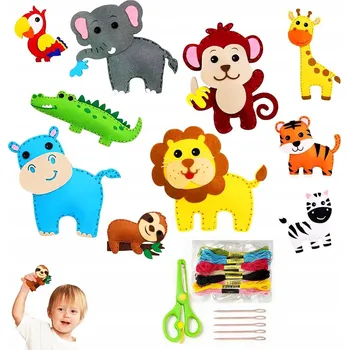 kreativní sada Zvířátka ze ZOO - filcová sada pro vlastní ušití (DIY)