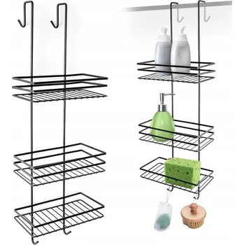 Drátěná police Koupelnová police Vilde závěsná černá nerezová ocel 3 patra