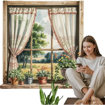 Samolepící dekorace Dekorace na zeď Samolepka Samolepící 126 x 130 cm Selské okno