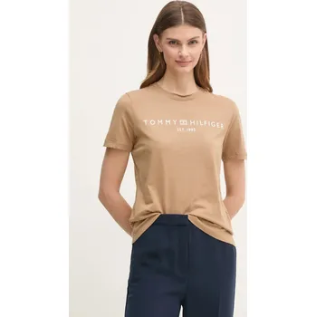 Pánské oblečení Bavlněné tričko Tommy Hilfiger WW0WW40276 hnědá 82X, vel. M