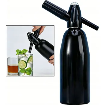 Výrobník sody NOVÝ VÝROBNÍK SODY SYFON na perlivou vodu - Černý - 1 litr