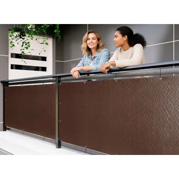 Krycí plachta Balkonová zástěna PREMIUM 100x300 cm, ratanový vzor hnědá, 240g/m2 MyBestHome Vysoká gramáž 240 g/m2