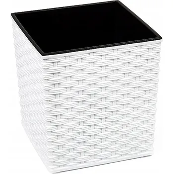 Květináč Květináč plast bílý Lamela 19 cm x 19 x 19,5 cm