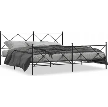 Postel Černý kovový rám postele 207 x 198 x 90,5 cm s čelem a nožní deskou