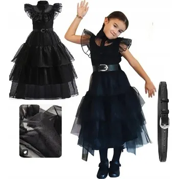 Karnevalový kostým KOSTÝM WEDNESDAY ŠATY WEDNESDAY ŠATY OPASEK WEDNESDAY 134-140