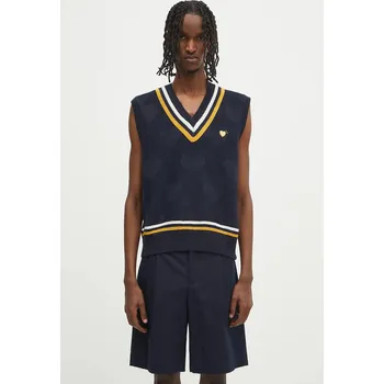 Lněná vesta Human Made Heart Knit Vest, M, námořnická modř, 59X