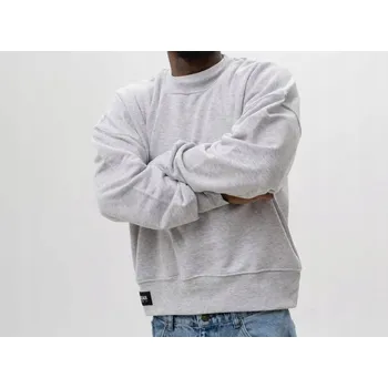 Pánská mikina MIKINA BEZ KAPUCE OVERSIZE Pánská ŠEDÁ Jigga Hladká Bavlna diagonální L