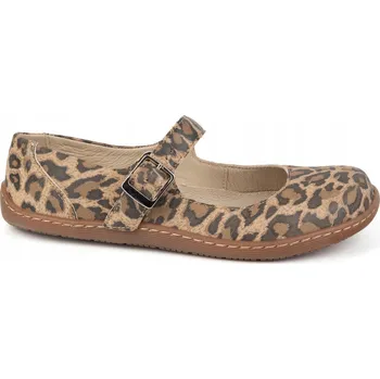 Dámské baleríny Dámské barefoot baleríny Olivier 1286 kožené s přezkou, panterkový vzor, velikost 37