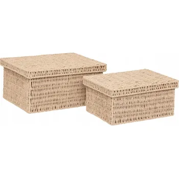 Úložný box ÚLOŽNÝ BOX BÉŽOVÝ PLETENÝ SADA 2 KS KORD 38x28x18 CM