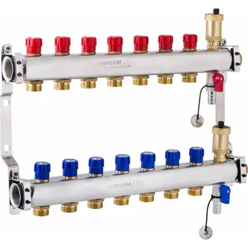 rozdělovač topení Perfexim Nerezový rozdělovač - kompletní, 7 okruhů PN10, Tmax +95C PHA-129A/1 7-okruhový PN10 [1/1]
