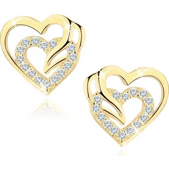 Náušnice Náušnice zlaté silvermark925 ocel chirurgická tyčinka srdce zirkon